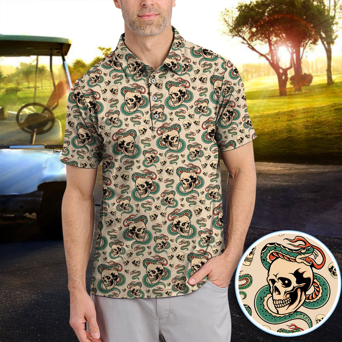 Rad Dad Society Pattern Golf Polos For Golfer, Funny Golf Shirt For Men, Golf Gift For Fathers Days