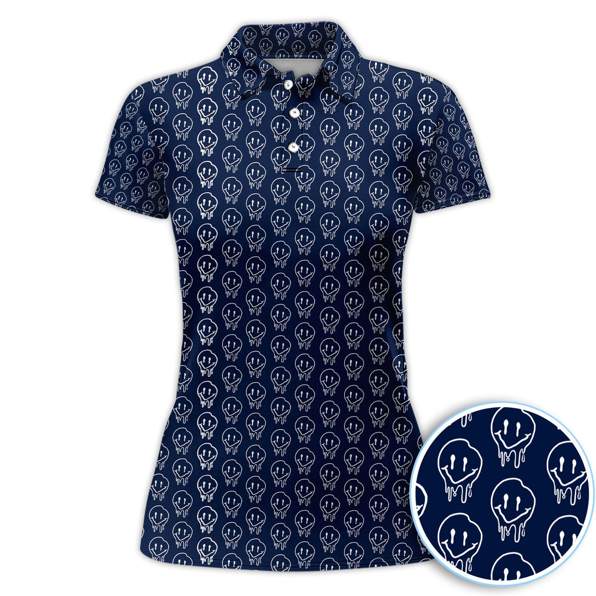 Dripping Skull Smiley Pattern Golf Shirt, Funny Golf Shirt For Men, Golf Gift For Golfer