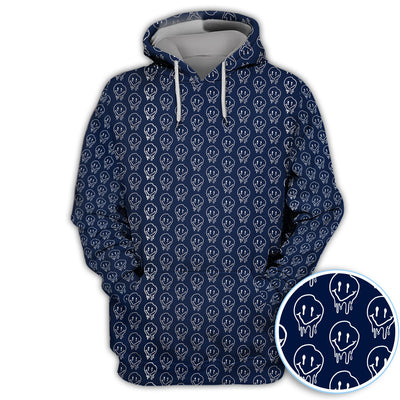 Dripping Skull Smiley Pattern Golf Shirt, Funny Golf Shirt For Men, Golf Gift For Golfer