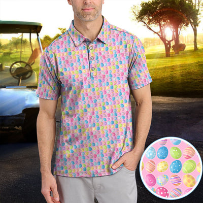Easter Egg Golf Pattern Shirt For Men, Funny Easter Golf Polo Shirt, Golf Gift For Golfer