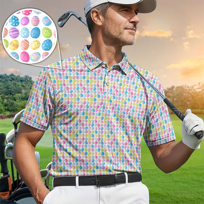 Easter Egg Golf Pattern Shirt For Men, Funny Easter Golf Polo Shirt, Golf Gift For Golfer