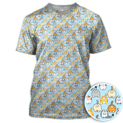 Cute Cat Butt Golf Polos, Pet Pattern Golf Shirt For Golfer, Golf Gift For Men