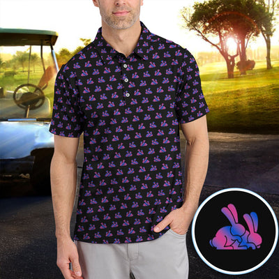 Cute Rabbit Pattern Golf Shirt, Casual Golf Shirt For Men, Golf Gift For Golfer