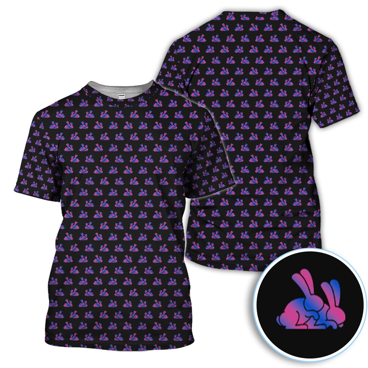 Cute Rabbit Pattern Golf Shirt, Casual Golf Shirt For Men, Golf Gift For Golfer