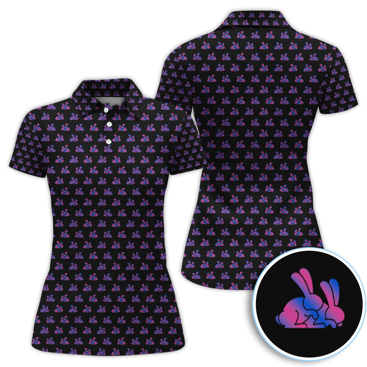 Cute Rabbit Pattern Golf Shirt, Casual Golf Shirt For Men, Golf Gift For Golfer