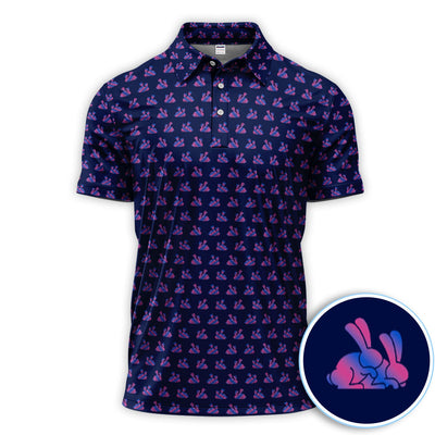 Cute Rabbit Pattern Golf Shirt, Casual Golf Shirt For Men, Golf Gift For Golfer
