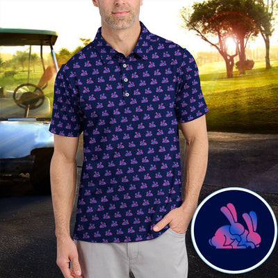 Cute Rabbit Pattern Golf Shirt, Casual Golf Shirt For Men, Golf Gift For Golfer