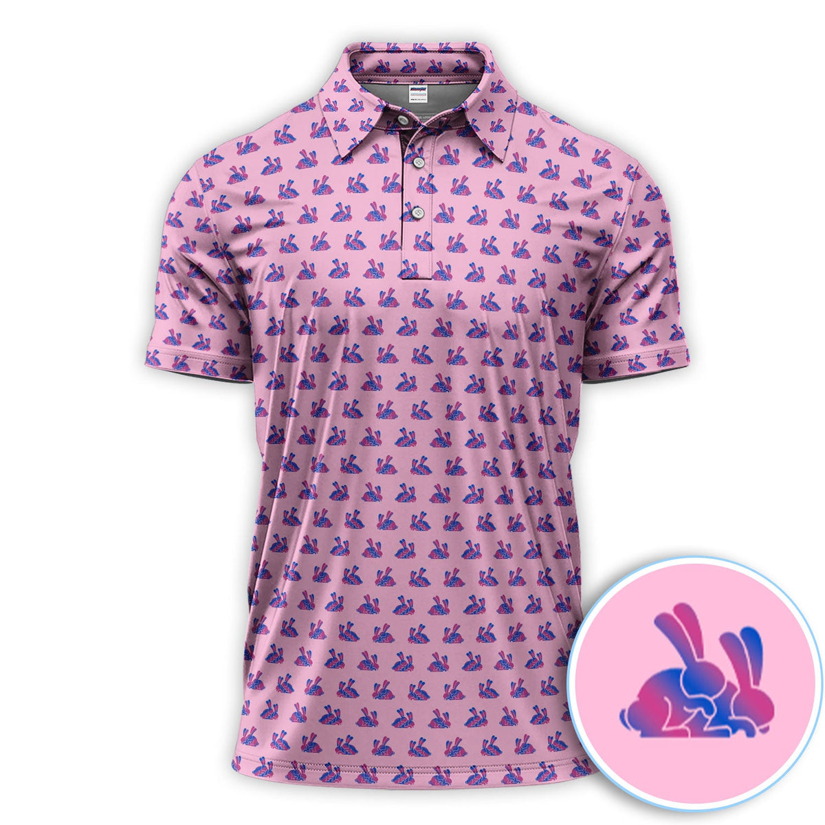 Cute Rabbit Pattern Golf Shirt, Casual Golf Shirt For Men, Golf Gift For Golfer