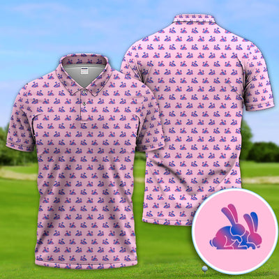Cute Rabbit Pattern Golf Shirt, Casual Golf Shirt For Men, Golf Gift For Golfer