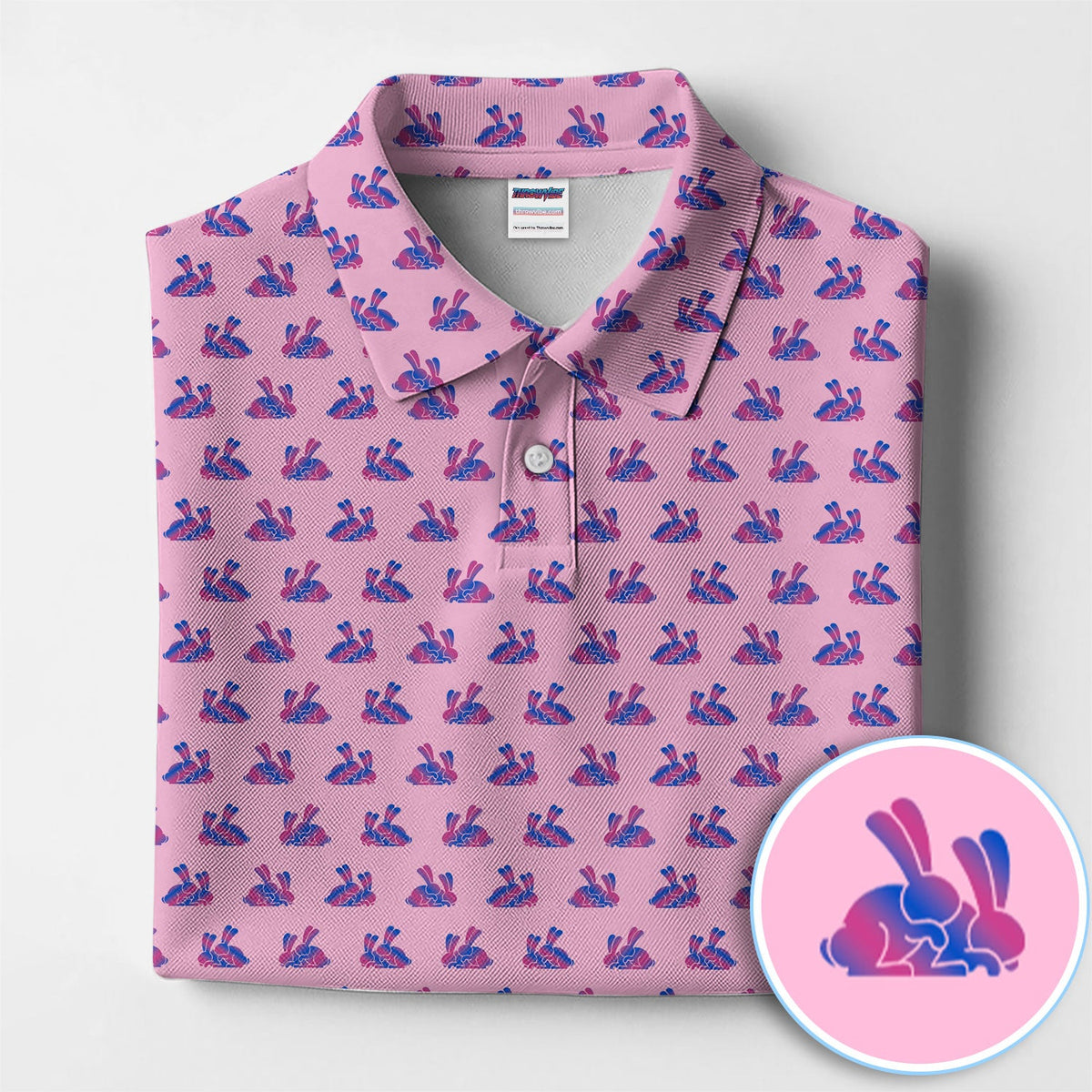 Cute Rabbit Pattern Golf Shirt, Casual Golf Shirt For Men, Golf Gift For Golfer