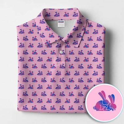 Cute Rabbit Pattern Golf Shirt, Casual Golf Shirt For Men, Golf Gift For Golfer