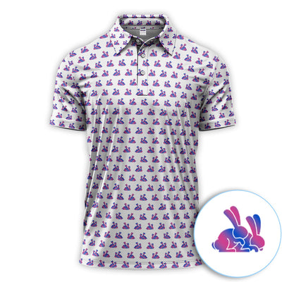 Cute Rabbit Pattern Golf Shirt, Casual Golf Shirt For Men, Golf Gift For Golfer