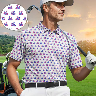Cute Rabbit Pattern Golf Shirt, Casual Golf Shirt For Men, Golf Gift For Golfer