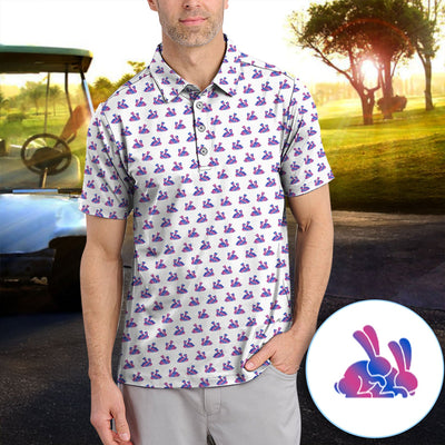 Cute Rabbit Pattern Golf Shirt, Casual Golf Shirt For Men, Golf Gift For Golfer