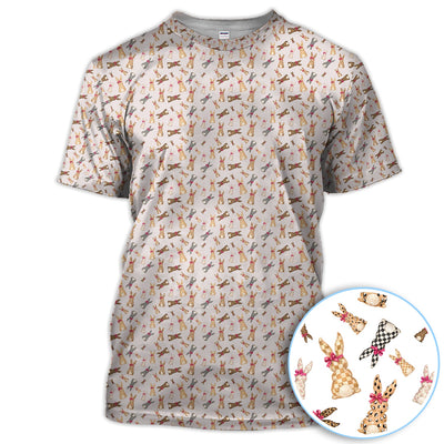 Bunny With Bow Pattern Polo Shirt, Cute Bunny Print Golf Shirt For Men, Golf Gift For Golfer