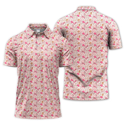 Pink Cowgirl Pattern Polo Shirt, Western Boots Hat Horseshoe Pattern Shirt, Cowgirl Lover Gift