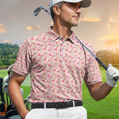 Pink Cowgirl Pattern Polo Shirt, Western Boots Hat Horseshoe Pattern Shirt, Cowgirl Lover Gift