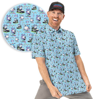 Easter Golf Bunny Pattern Polo Shirt, Colorful Easter Egg Golf Cart Pattern Shirt, Gift For Golfer