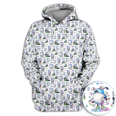 Easter Golf Bunny Pattern Polo Shirt, Colorful Easter Egg Golf Cart Pattern Shirt, Gift For Golfer