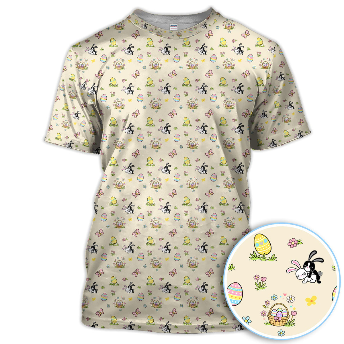 Easter Bunny Women Polo Shirt, Cute Bunny Easter Egg Basket Spring Pattern Shirt, Easter Gift