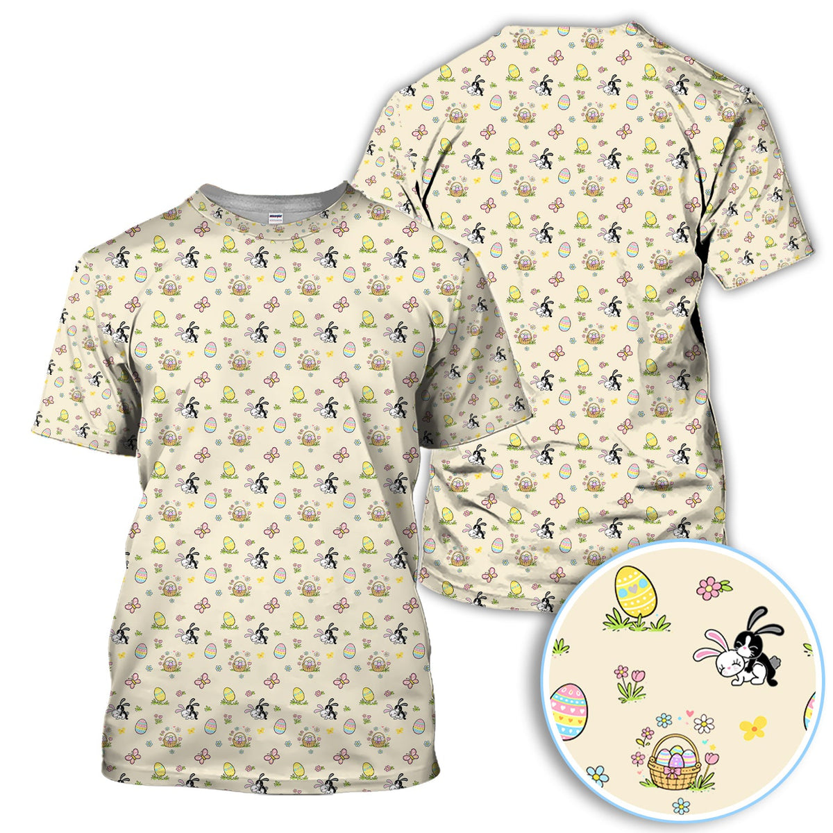 Easter Bunny Women Polo Shirt, Cute Bunny Easter Egg Basket Spring Pattern Shirt, Easter Gift