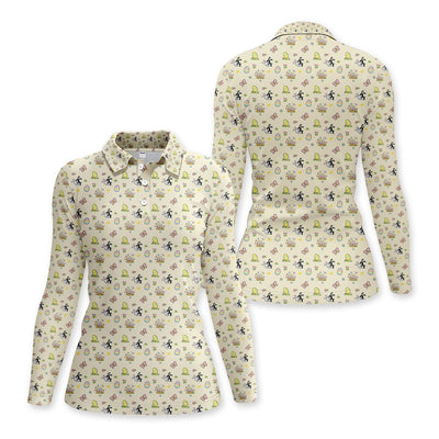 Easter Bunny Women Polo Shirt, Cute Bunny Easter Egg Basket Spring Pattern Shirt, Easter Gift