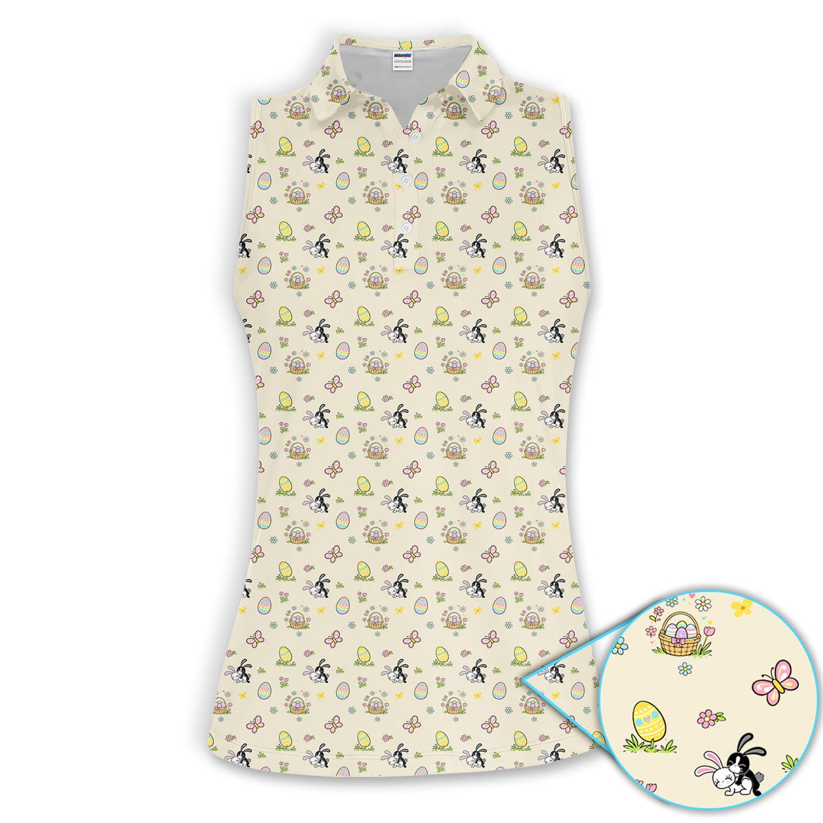 Easter Bunny Women Polo Shirt, Cute Bunny Easter Egg Basket Spring Pattern Shirt, Easter Gift