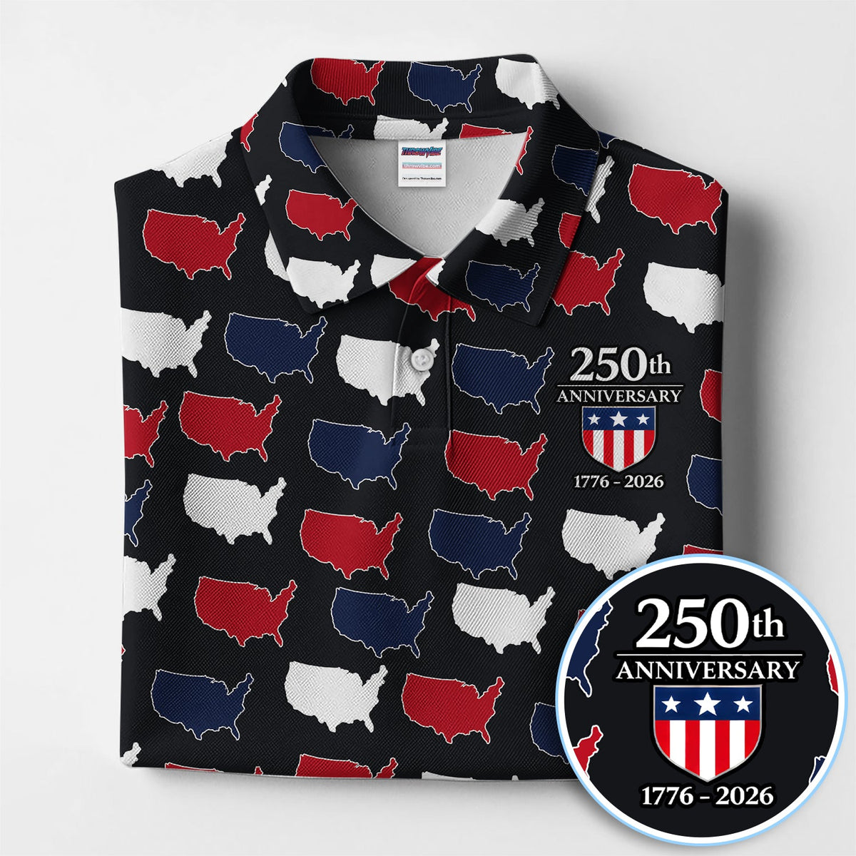 Personalized USA 250th Anniversary Shirt, Custom Name America Map Pattern For Men, Patriotic 1776–2026 Celebration Shirt