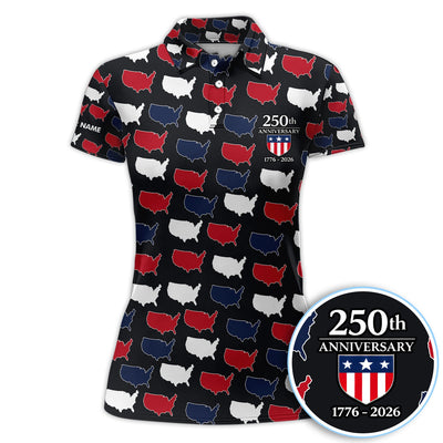 Personalized USA 250th Anniversary Shirt, Custom Name America Map Pattern For Men, Patriotic 1776–2026 Celebration Shirt