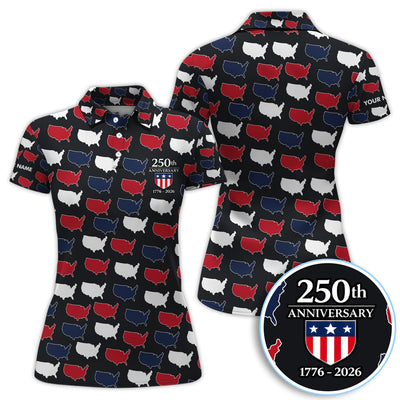 Personalized USA 250th Anniversary Shirt, Custom Name America Map Pattern For Men, Patriotic 1776–2026 Celebration Shirt