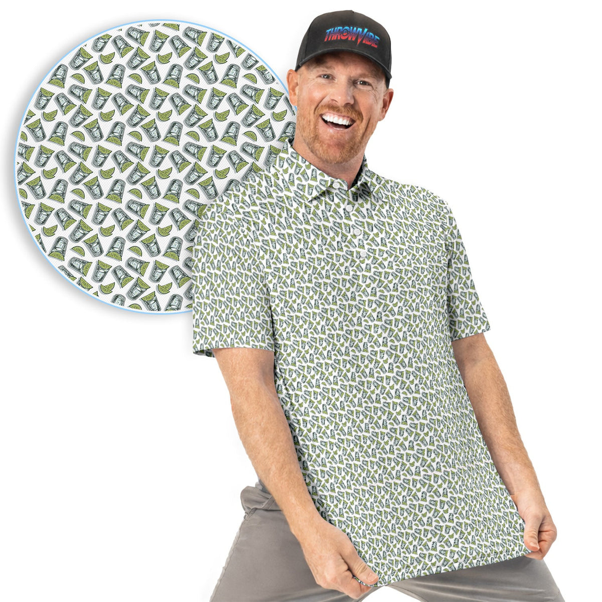 Tequila Lime Shot Pattern Golf Polos, Crazy Tequila Golf Shirt For Men, Funny Golf Shirt