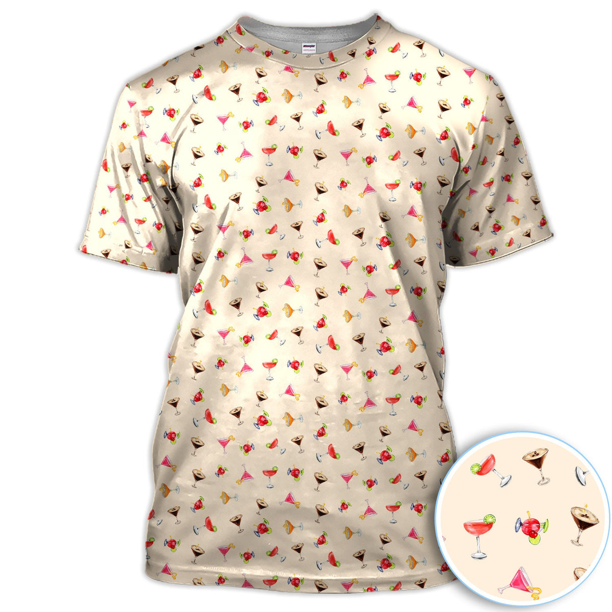 Cocktail Pattern Golf Polos, Crazy Cocktail Golf Shirt For Men, Funny Golf Shirt