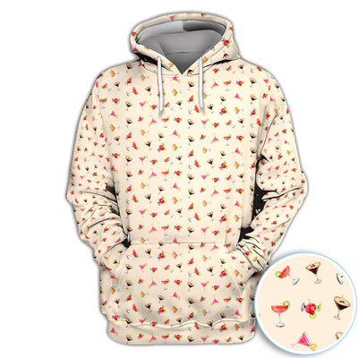 Cocktail Pattern Golf Polos, Crazy Cocktail Golf Shirt For Men, Funny Golf Shirt