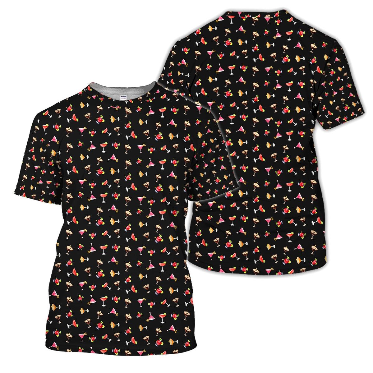 Cocktail Pattern Golf Polos, Crazy Cocktail Golf Shirt For Men, Funny Golf Shirt