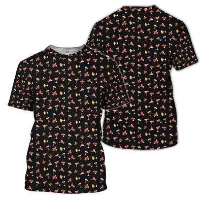 Cocktail Pattern Golf Polos, Crazy Cocktail Golf Shirt For Men, Funny Golf Shirt