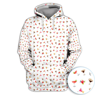 Cocktail Pattern Golf Polos, Crazy Cocktail Golf Shirt For Men, Funny Golf Shirt