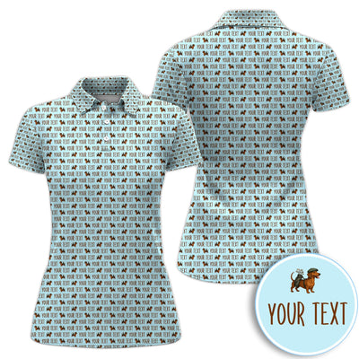 Personalized Dachshund Golf Polos, Seamless Pattern Golf Shirt For Men, Funny Golf Shirt
