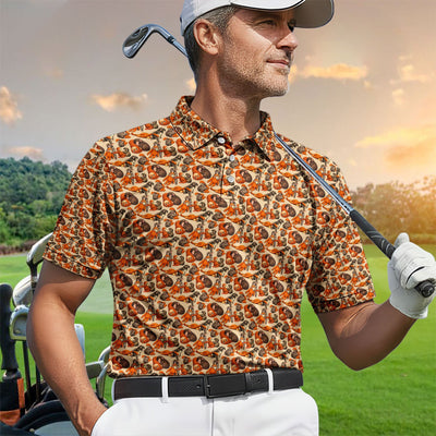 Monkey Pattern Golf Polos, Wild Monkey Golf Shirt For Men, Funny Golf Shirt