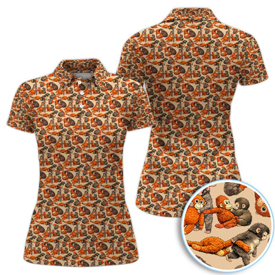 Monkey Pattern Golf Polos, Wild Monkey Golf Shirt For Men, Funny Golf Shirt