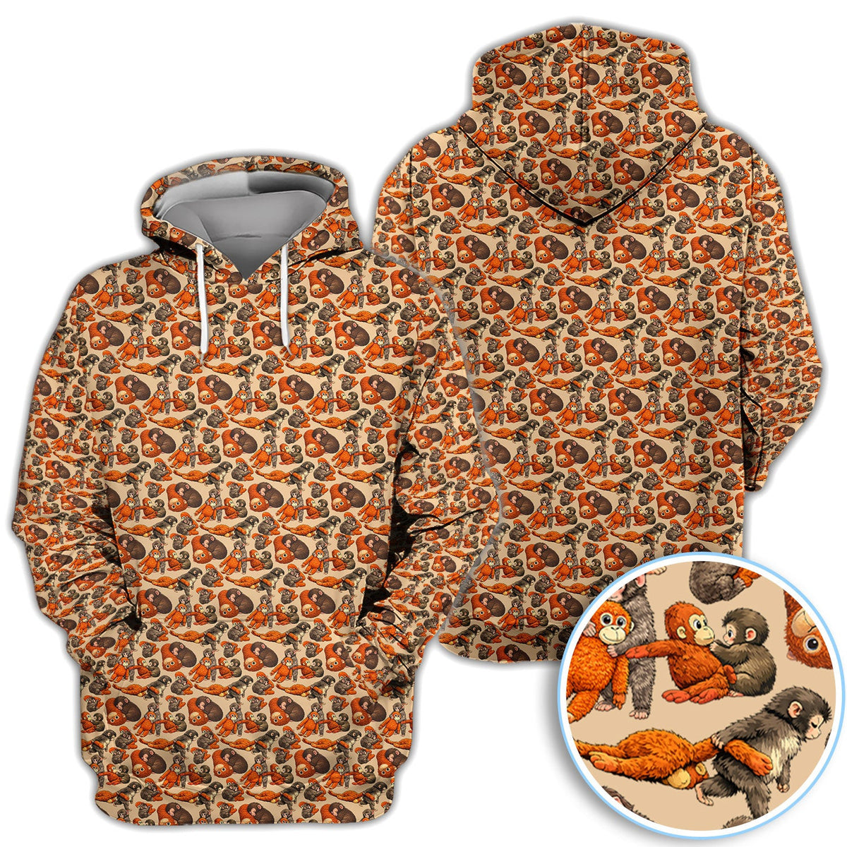 Monkey Pattern Golf Polos, Wild Monkey Golf Shirt For Men, Funny Golf Shirt