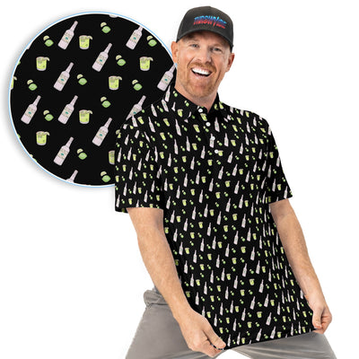 Tequila Lime Pattern Golf Polos, Crazy Tequila Golf Shirt For Men, Funny Golf Shirt