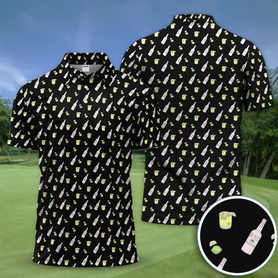 Tequila Lime Pattern Golf Polos, Crazy Tequila Golf Shirt For Men, Funny Golf Shirt
