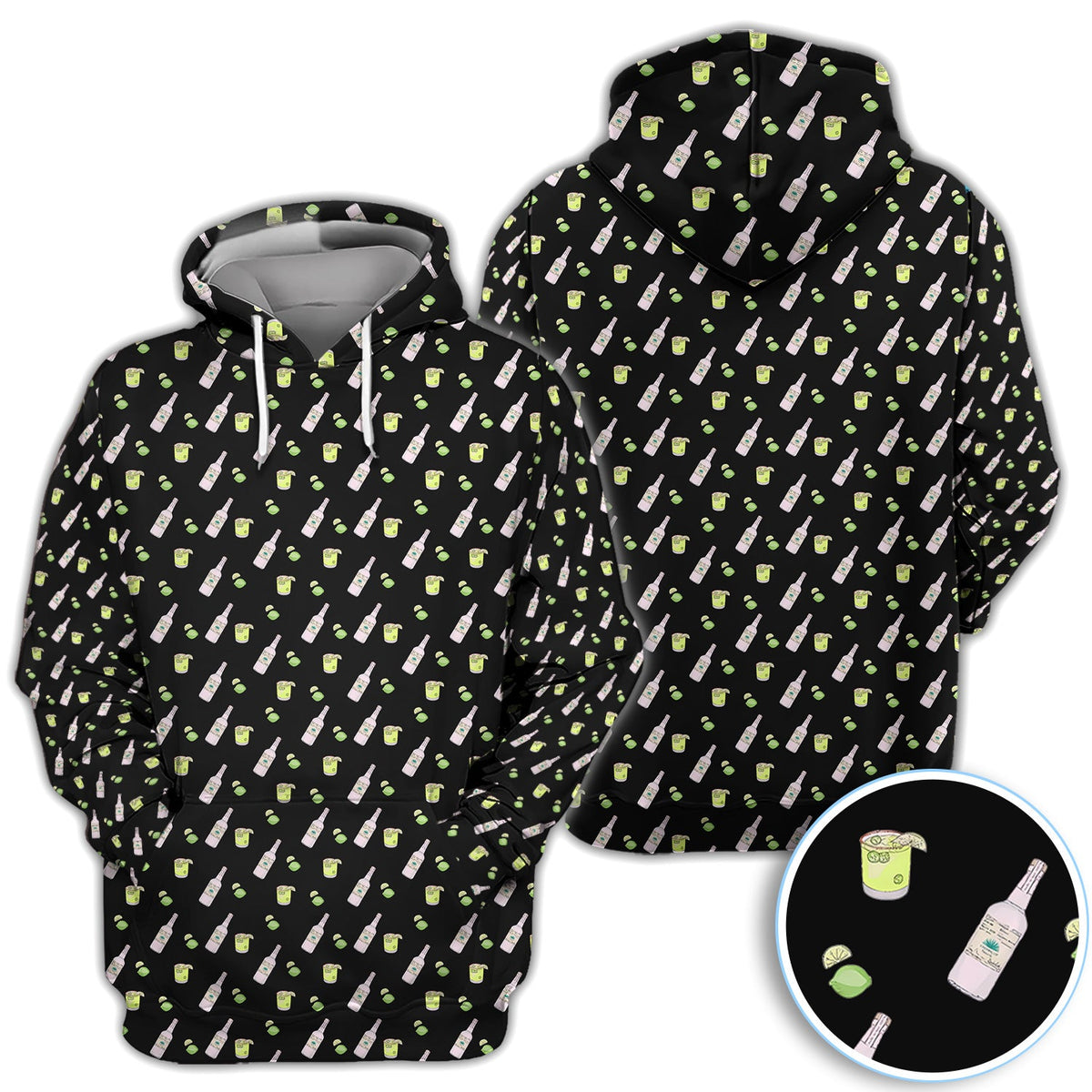 Tequila Lime Pattern Golf Polos, Crazy Tequila Golf Shirt For Men, Funny Golf Shirt