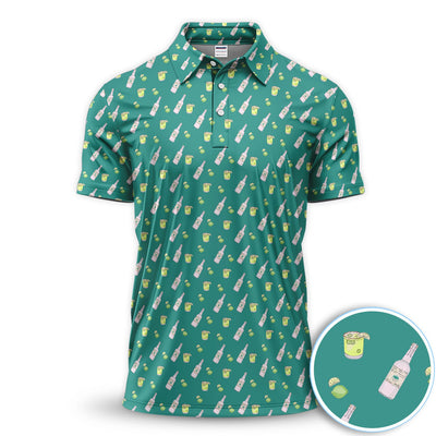 Tequila Lime Pattern Golf Polos, Crazy Tequila Golf Shirt For Men, Funny Golf Shirt