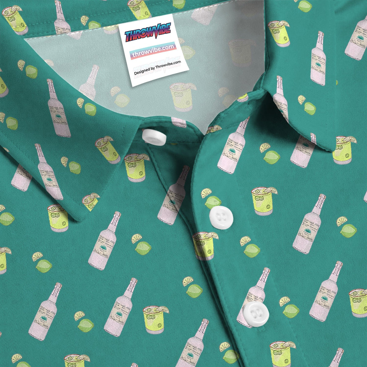 Tequila Lime Pattern Golf Polos, Crazy Tequila Golf Shirt For Men, Funny Golf Shirt