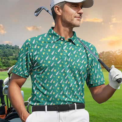 Tequila Lime Pattern Golf Polos, Crazy Tequila Golf Shirt For Men, Funny Golf Shirt