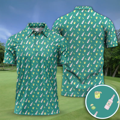 Tequila Lime Pattern Golf Polos, Crazy Tequila Golf Shirt For Men, Funny Golf Shirt