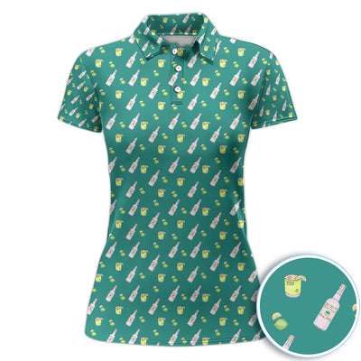 Tequila Lime Pattern Golf Polos, Crazy Tequila Golf Shirt For Men, Funny Golf Shirt
