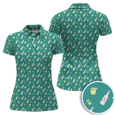 Tequila Lime Pattern Golf Polos, Crazy Tequila Golf Shirt For Men, Funny Golf Shirt