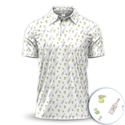 Tequila Lime Pattern Golf Polos, Crazy Tequila Golf Shirt For Men, Funny Golf Shirt